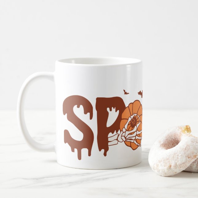 Spooky Pumpkin Boobes Funny Halloween Coffee Mug (With Donut)