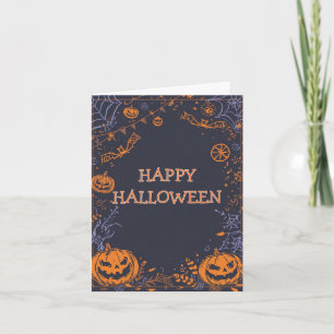 Spooky Pumpkin Dark Elegant Halloween Greeting Holiday Card