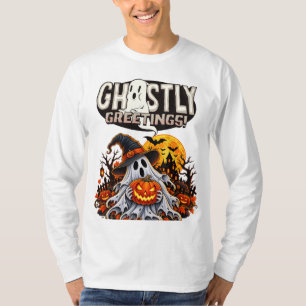 Spooky Pumpkin Ghost Halloween Design T-Shirt
