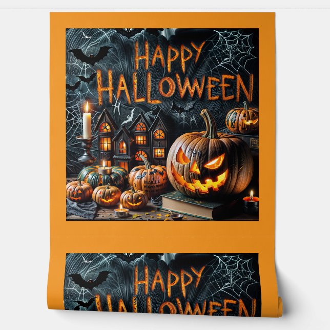 Spooky Pumpkin Glow - Halloween Decoration Wallpaper (Unrolling)