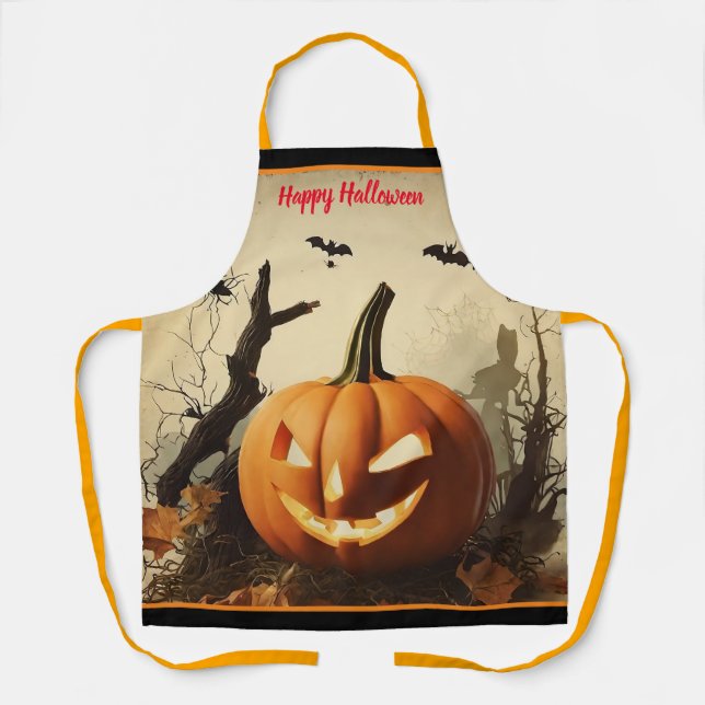 Spooky Pumpkin Halloween Collection Apron (Front)