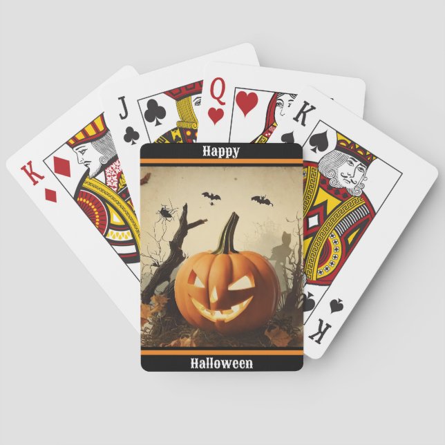 Spooky Pumpkin Halloween Collection Playing Cards (Back)