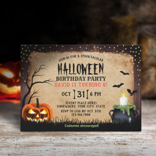 Spooky Pumpkin Halloween Costume Birthday Party Invitation
