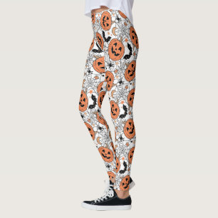Spooky Pumpkin Halloween Pattern Leggings