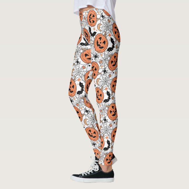 Spooky Pumpkin Halloween Pattern Leggings (Left)