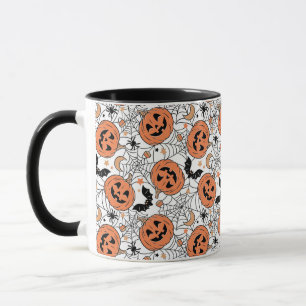 Spooky Pumpkin Halloween Pattern Mug