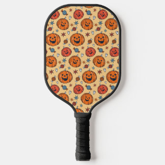 Spooky Pumpkin Halloween Pattern Pickleball Paddle