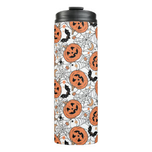Spooky Pumpkin Halloween Pattern Thermal Tumbler