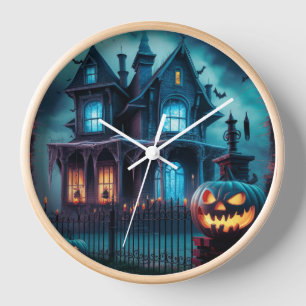 Spooky Pumpkin Halloween Wall Clock