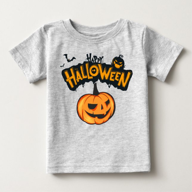 Spooky Pumpkin Happy Halloween  Baby T-Shirt (Front)