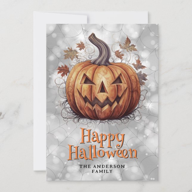 Spooky Pumpkin Happy Halloween Card (Front)