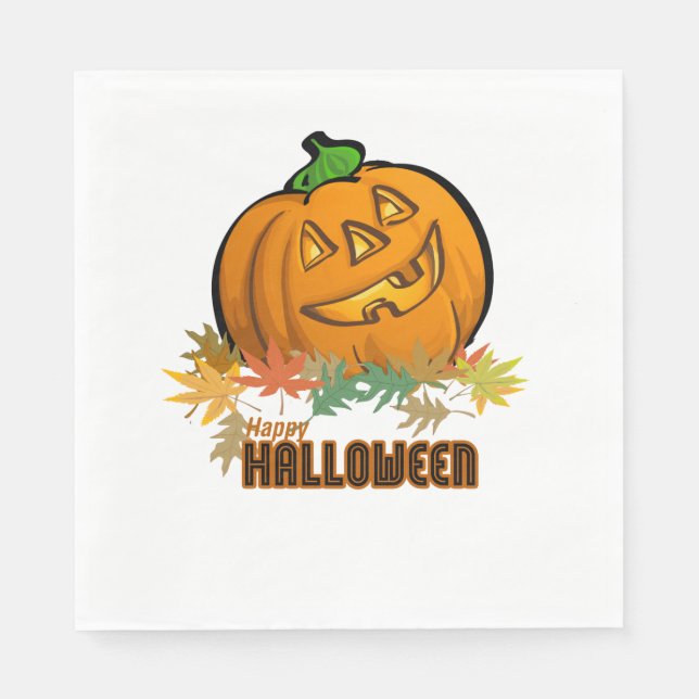 Spooky Pumpkin Happy Halloween Napkin (Front)