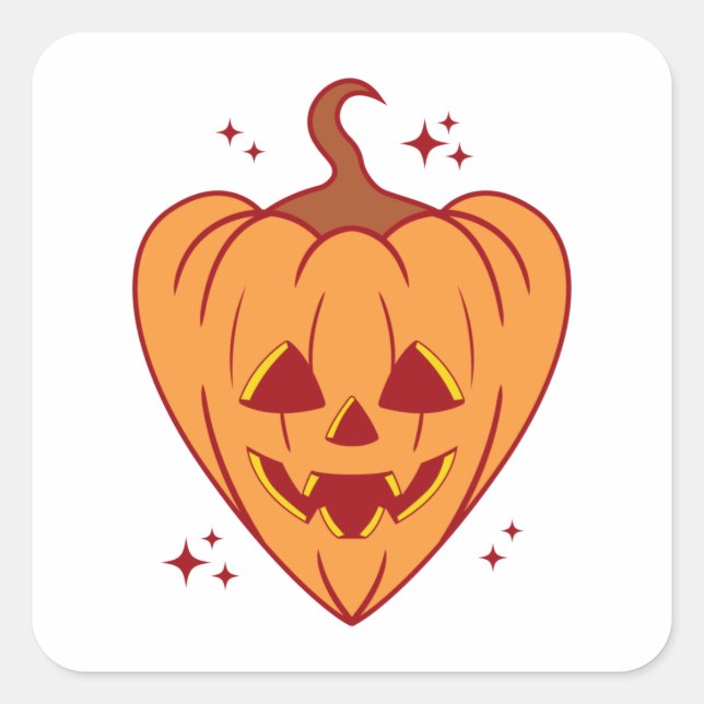 Spooky Pumpkin Heart Halloween Square Sticker (Front)