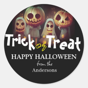 Spooky pumpkin jack-o-lantern Halloween Family Classic Round Sticker