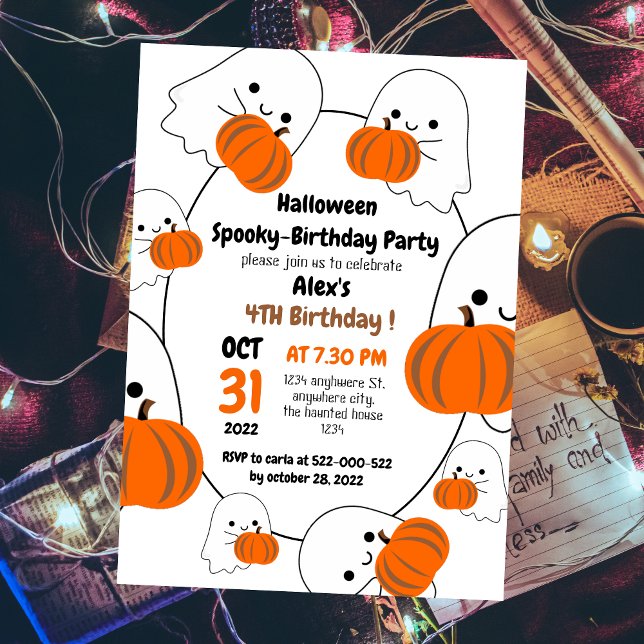 Spooky pumpkin kids halloween birthday party  invitation (Creator Uploaded)