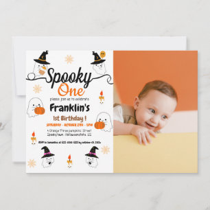 Spooky pumpkin kids halloween birthday party Photo Invitation