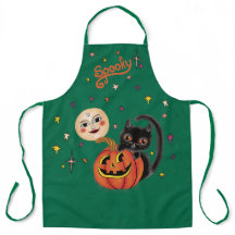 Spooky Pumpkin Kitten Moon - Jungle Green