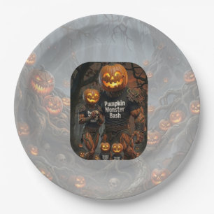 Spooky Pumpkin Monster Bash Halloween Party Paper  Plate
