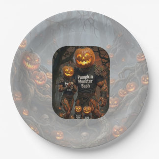 Spooky Pumpkin Monster Bash Halloween Party Paper Plate