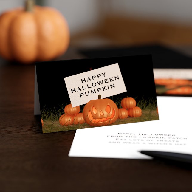 Spooky Pumpkin Pack of 25 Tiny Halloween Cards (Cute little Halloween classroom cards for your little pumpkins)