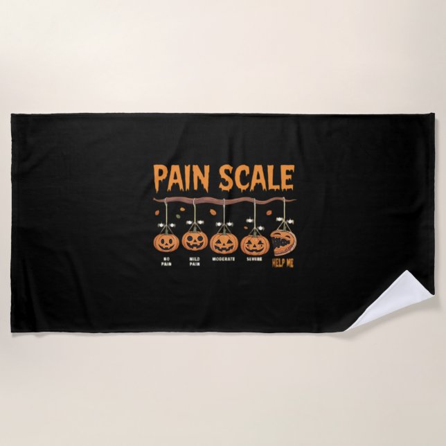Spooky Pumpkin Pain Scale Trauma Nurse Triage Hall Beach Towel (Front)