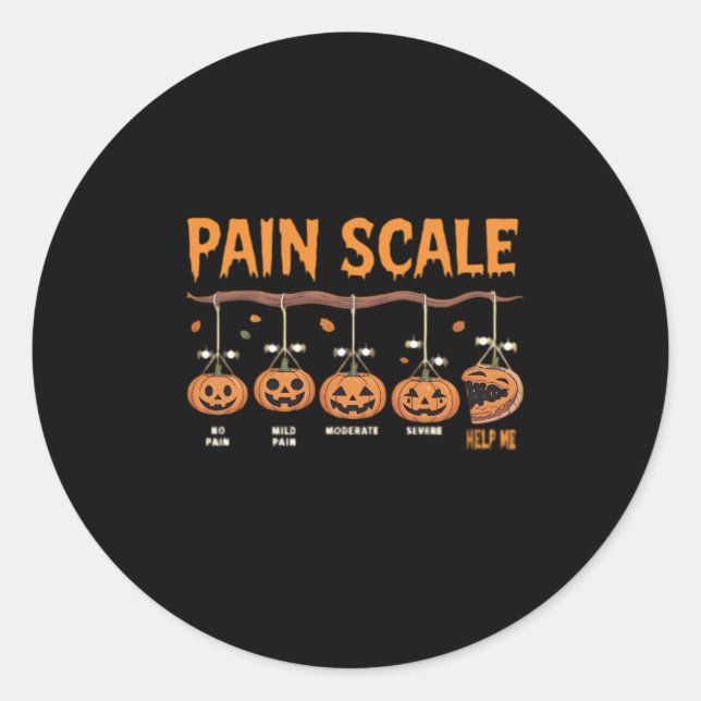 Spooky Pumpkin Pain Scale Trauma Nurse Triage Hall Classic Round Sticker (Front)