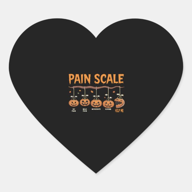 Spooky Pumpkin Pain Scale Trauma Nurse Triage Hall Heart Sticker (Front)