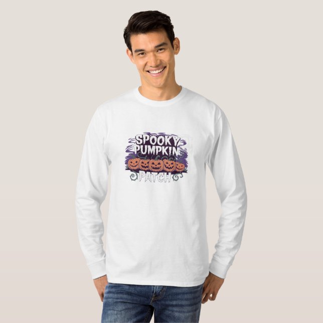 Spooky Pumpkin Patch Halloween Long Sleeve T-Shirt (Front Full)