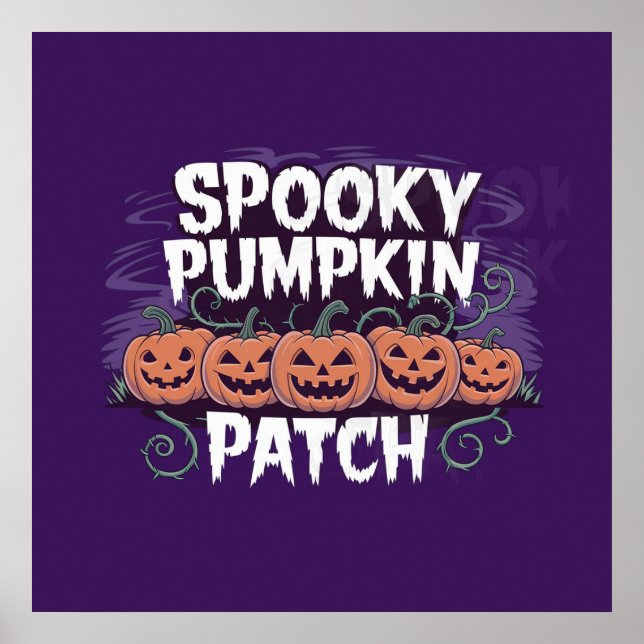 Spooky Pumpkin Patch Halloween Poster (Front)