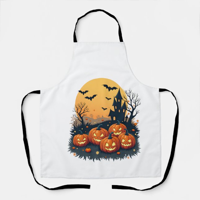Spooky Pumpkin Patch � Retro Halloween Tee Apron (Front)