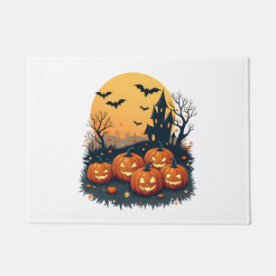 Spooky Pumpkin Patch – Retro Halloween Tee Doormat