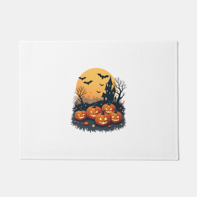 Spooky Pumpkin Patch � Retro Halloween Tee Doormat (Front)