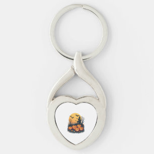 Spooky Pumpkin Patch – Retro Halloween Tee Key Ring
