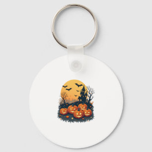 Spooky Pumpkin Patch � Retro Halloween Tee Key Ring