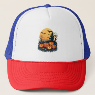 Spooky Pumpkin Patch � Retro Halloween Tee Trucker Hat