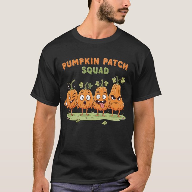 Spooky Pumpkin Patch Squad Lighting Up the Night T-Shirt (Front)