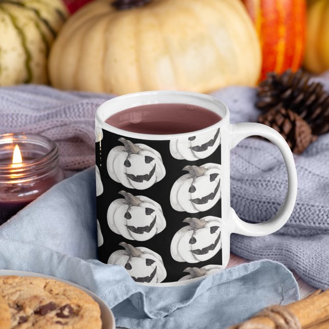 Spooky Pumpkin Pattern | Happy Halloween Two-Tone Coffee Mug (Creator Uploaded)