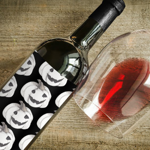 Spooky Pumpkin Pattern   Happy Halloween Wine Label