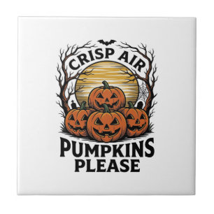 Spooky Pumpkin Shirt Vintage Engraving Fall Hallow Ceramic Tile