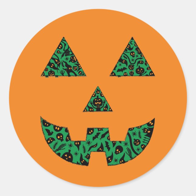 Spooky Pumpkin Silhouette Classic Round Sticker (Front)