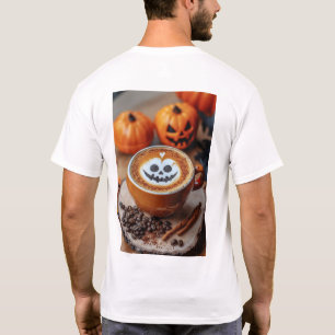 Spooky Pumpkin Spice Latte Art Halloween Coffee T-Shirt