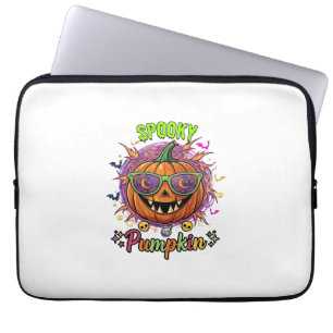 Spooky Pumpkin Sunglasses Moon Cobwebs Skulls Laptop Sleeve