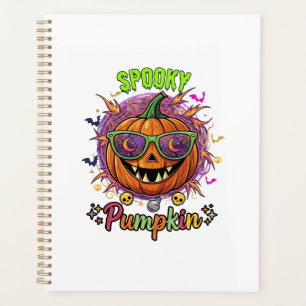 Spooky Pumpkin Sunglasses Moon Cobwebs Skulls Planner