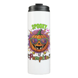 Spooky Pumpkin Sunglasses Moon Cobwebs Skulls Thermal Tumbler
