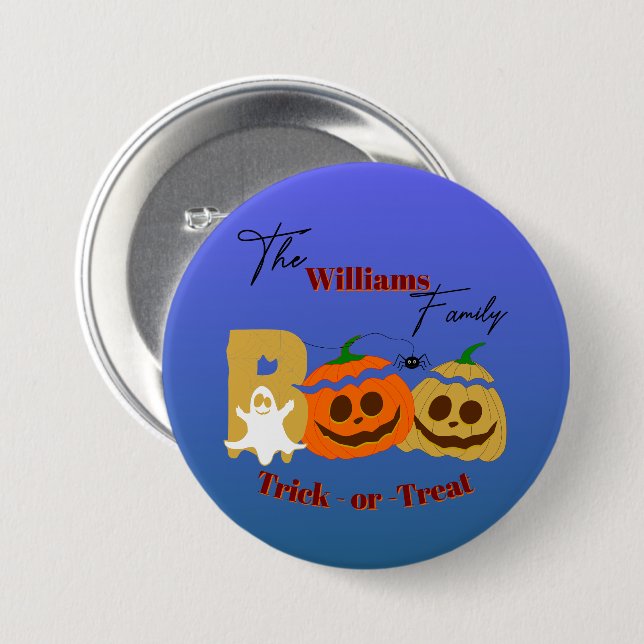 Spooky Pumpkin Trick or Treat Button (Front & Back)