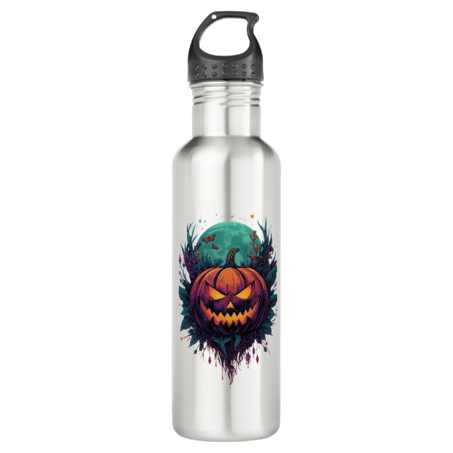 Spooky Pumpkin Under Full Moon 710 Ml Water Bottle (Front)