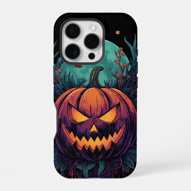 Spooky Pumpkin Under Full Moon iPhone Case (Back)