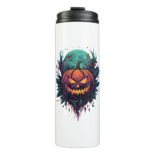 Spooky Pumpkin Under Full Moon Thermal Tumbler