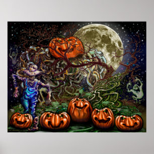 Spooky Pumpkin Vines Poster