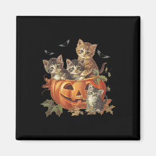 Spooky Pumpkin Vintage 90s Cat Retro Halloween  Magnet